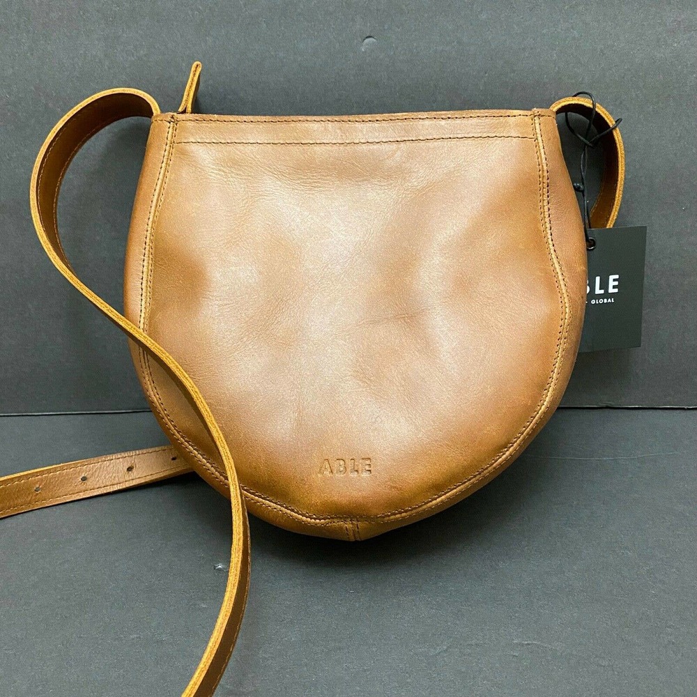 Able Naomi Saddlebag Purse Whiskey Adjustable Crossbody Zippered - Picture 9 of 10
